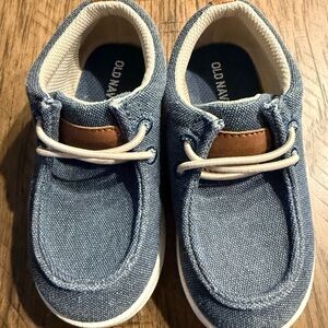 Old Navy Toddler Size 8 Blue Canvas Slip-On Boat Shoes
